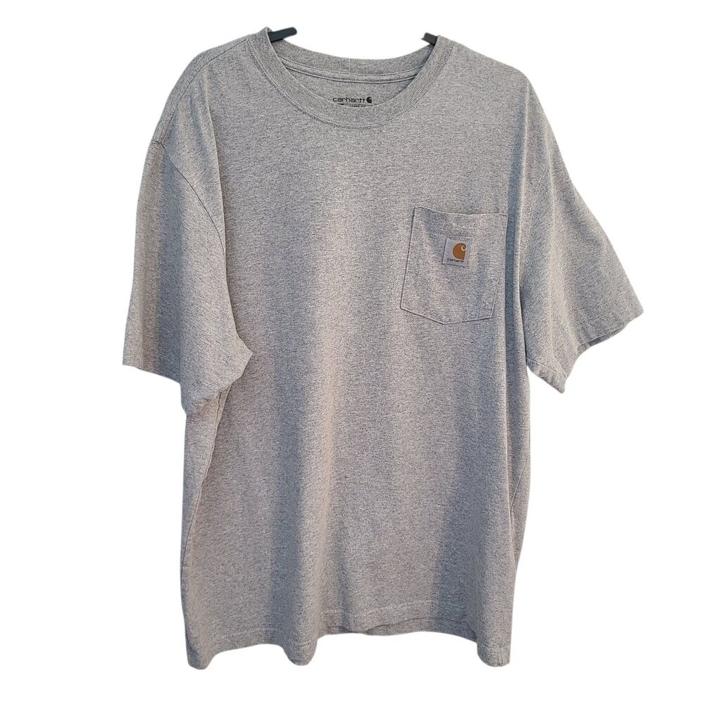 Carhartt Pocket T-Shirt Mens L Gray Loose Fit Utility Workwear Heavyweight